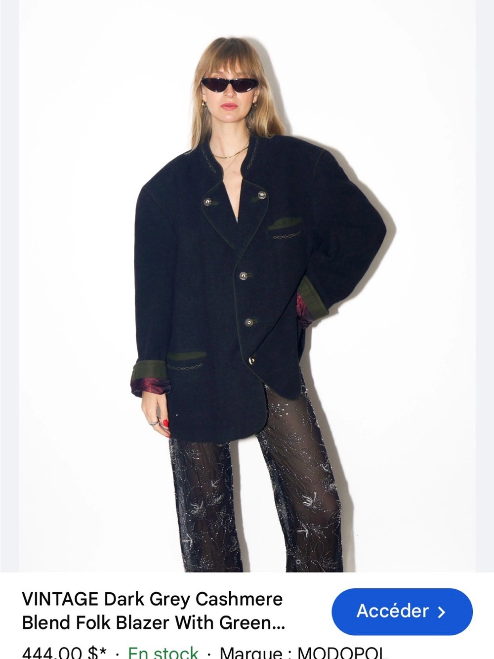 Schneider Black Blazer with Olive Green Trim
